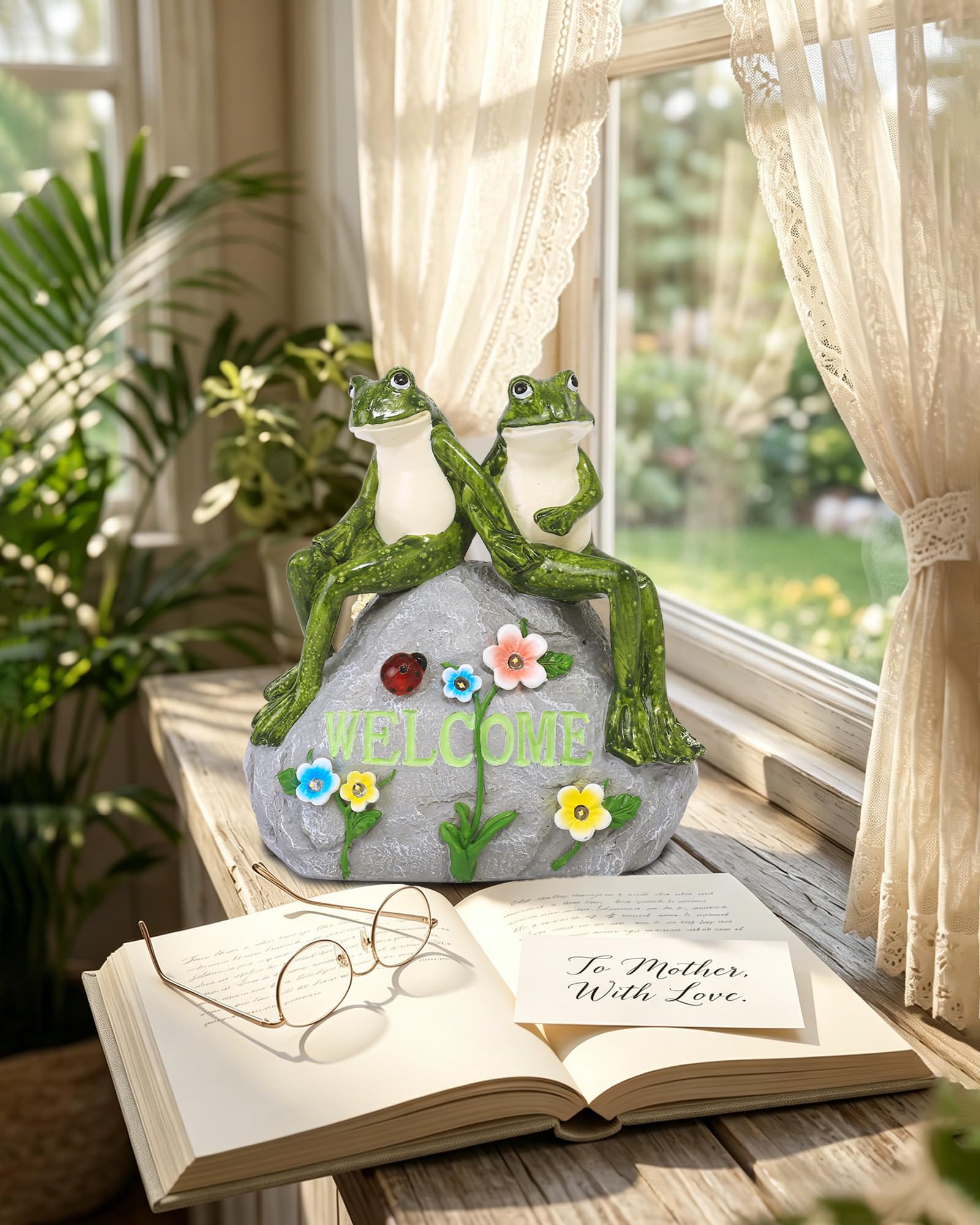 Nacome Solar Garden Outdoor Statues Turtle with Succulent