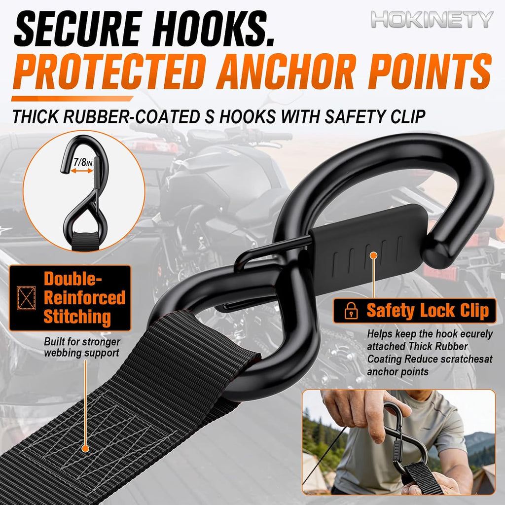 Hokinety 4 Pack Retractable Ratchet Straps 1 In X 10 Ft 1500 Lb For Truck