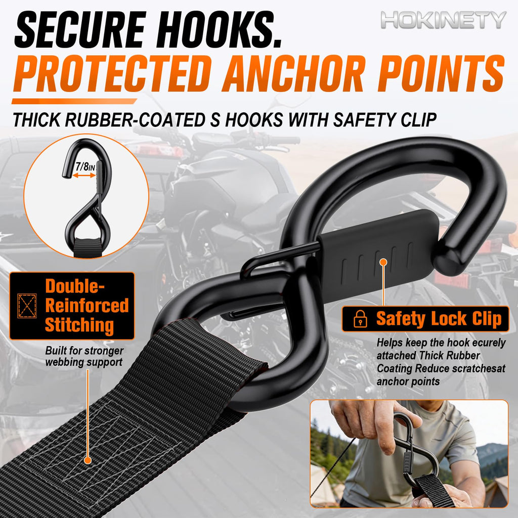 Hokinety 4 Pack Retractable Ratchet Straps 1 In X 10 Ft 1500 Lb For Truck