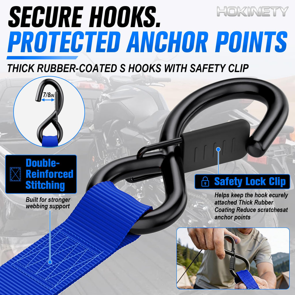 Hokinety 4 Pack Retractable Ratchet Straps 1 In X 10 Ft 1500 Lb For Truck