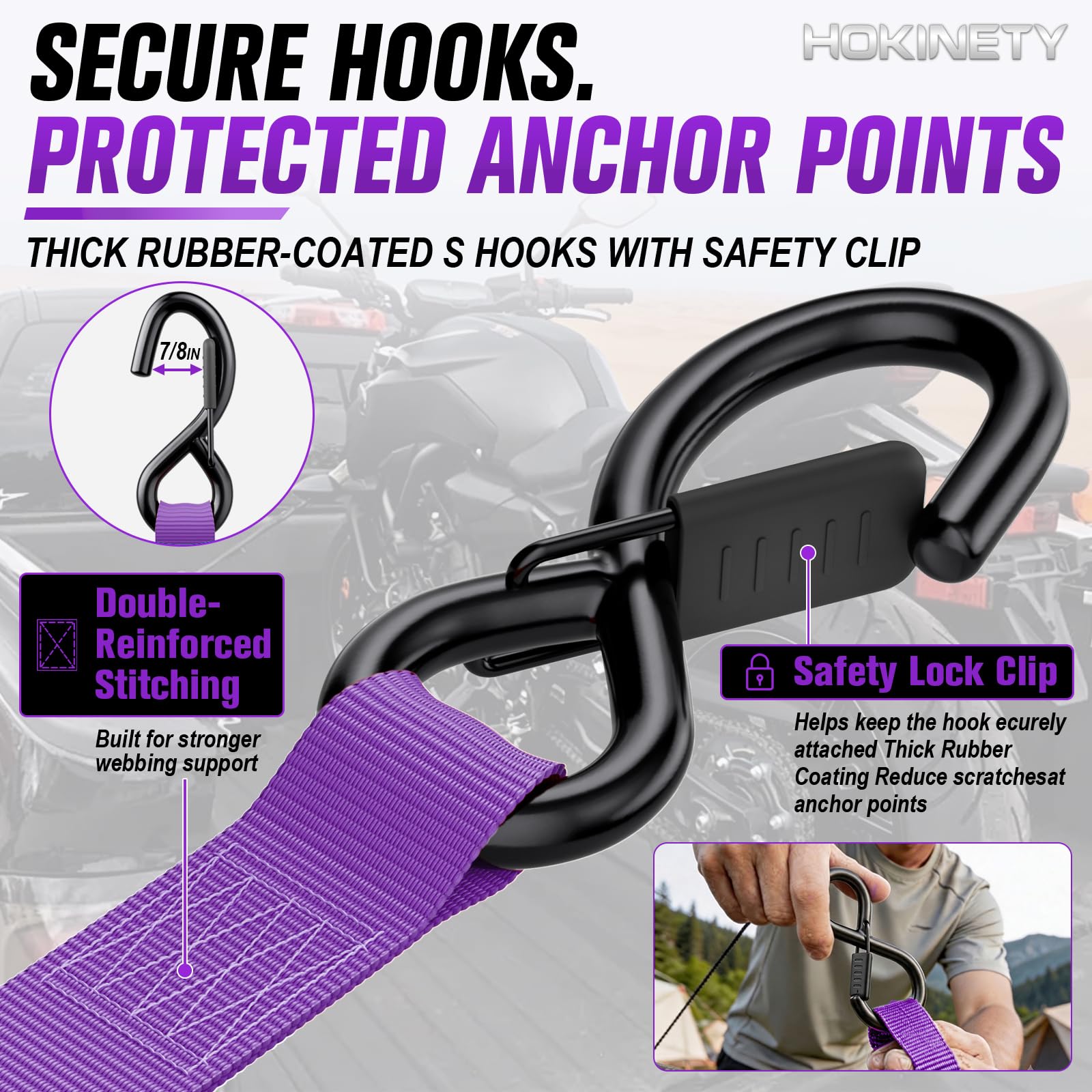 Hokinety 4 Pack Retractable Ratchet Straps 1 In X 10 Ft 1500 Lb For Truck
