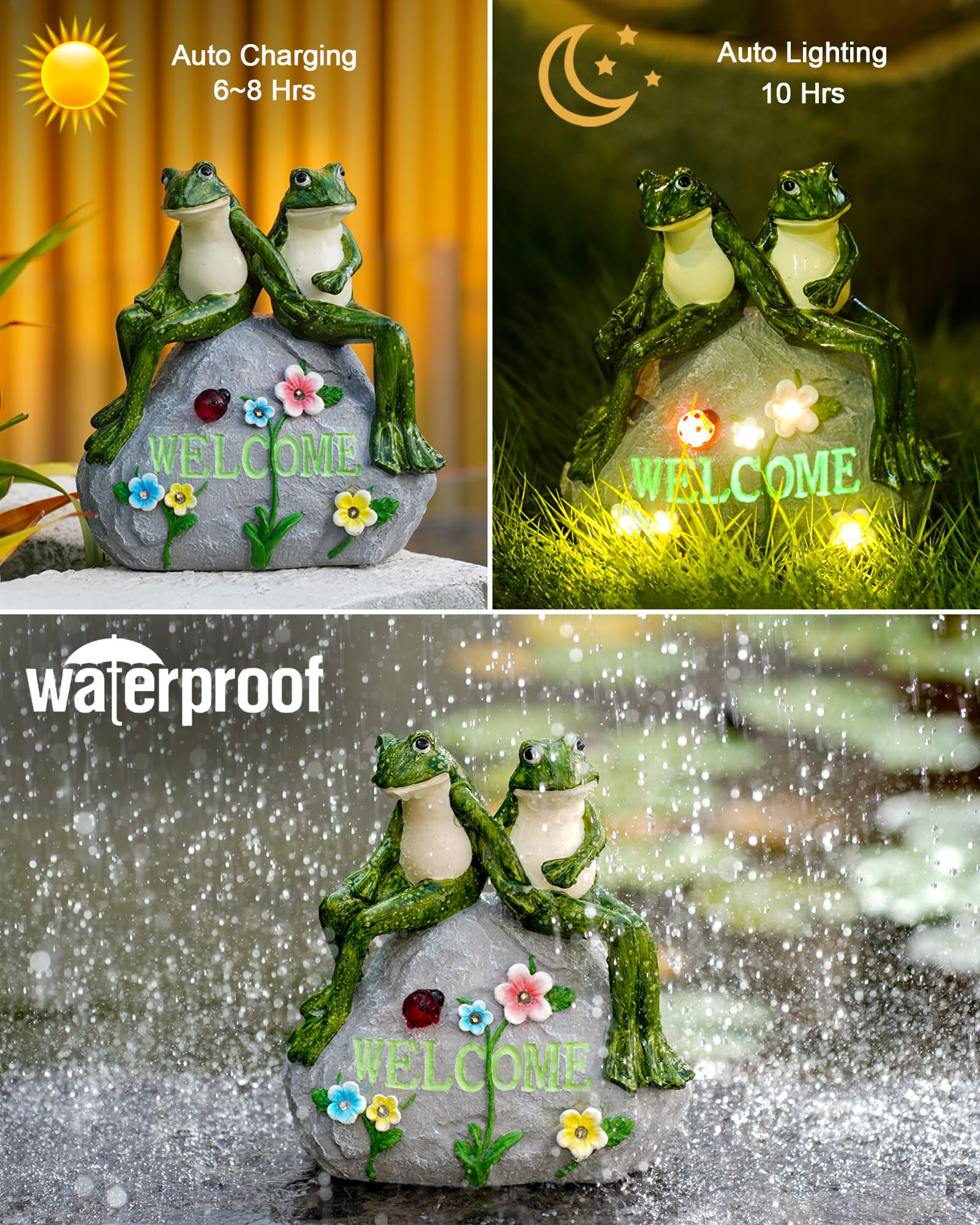 Nacome Solar Garden Outdoor Statues Turtle with Succulent