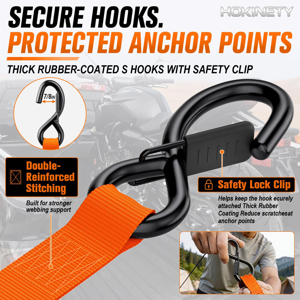 Hokinety 4 Pack Retractable Ratchet Straps 1 In X 10 Ft 1500 Lb For Truck