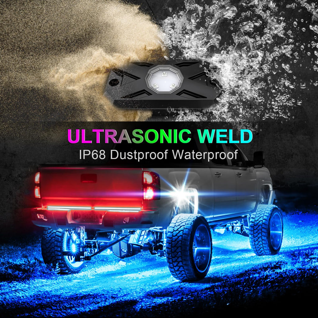 YiLaie RGB LED Rock Lights 8 Pods APP Remote Music Mode IP68 Waterproof