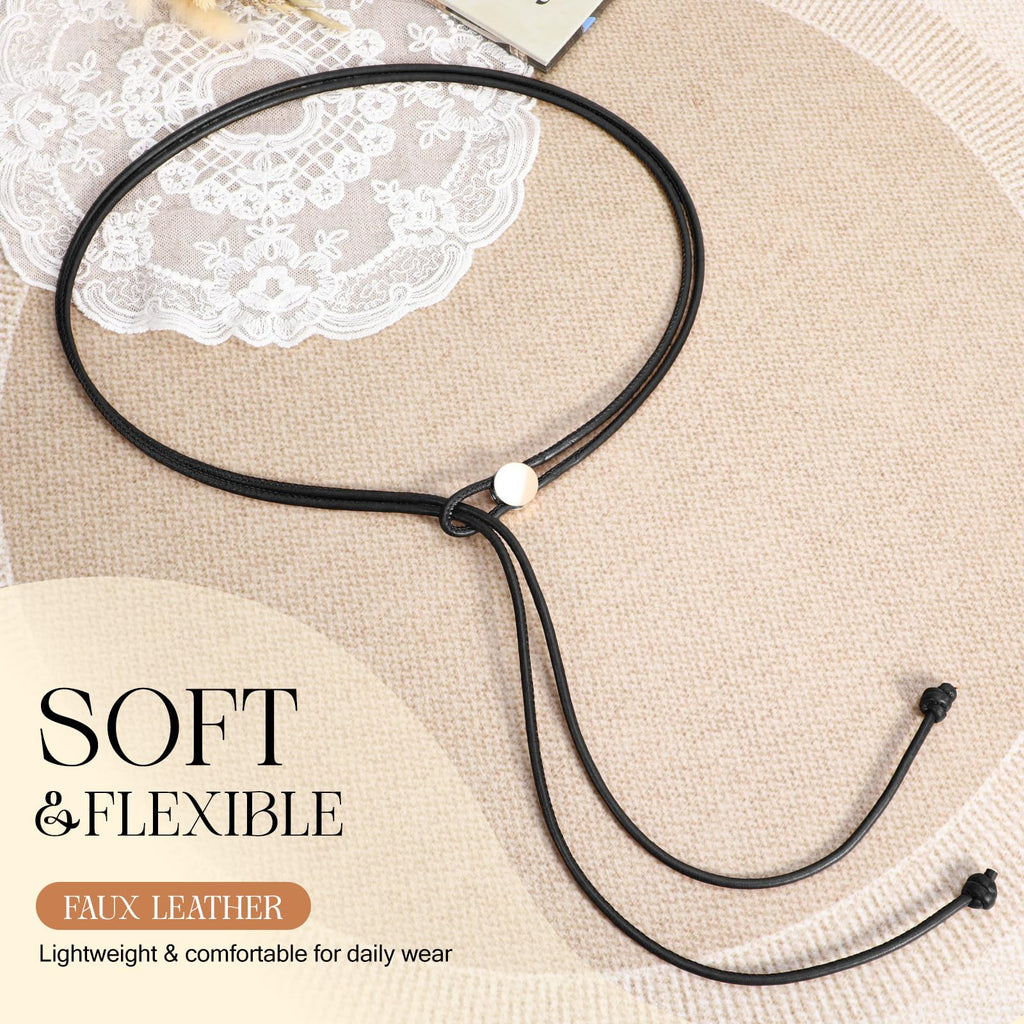 Vonmelli Thin Rope Skinny Tie Leather Women Waist Belt Dress Fashion Style