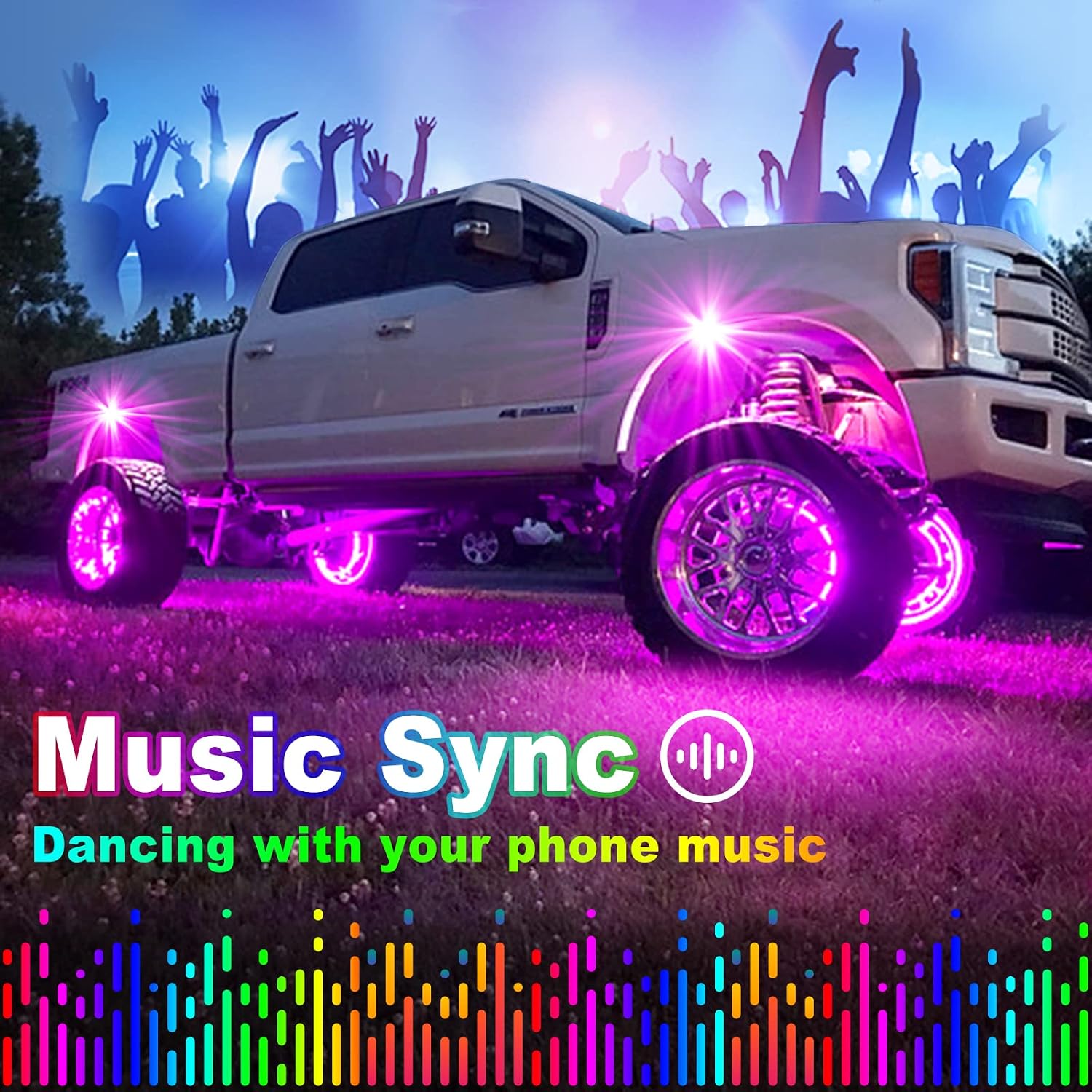 YiLaie RGB LED Rock Lights 8 Pods APP Remote Music Mode IP68 Waterproof