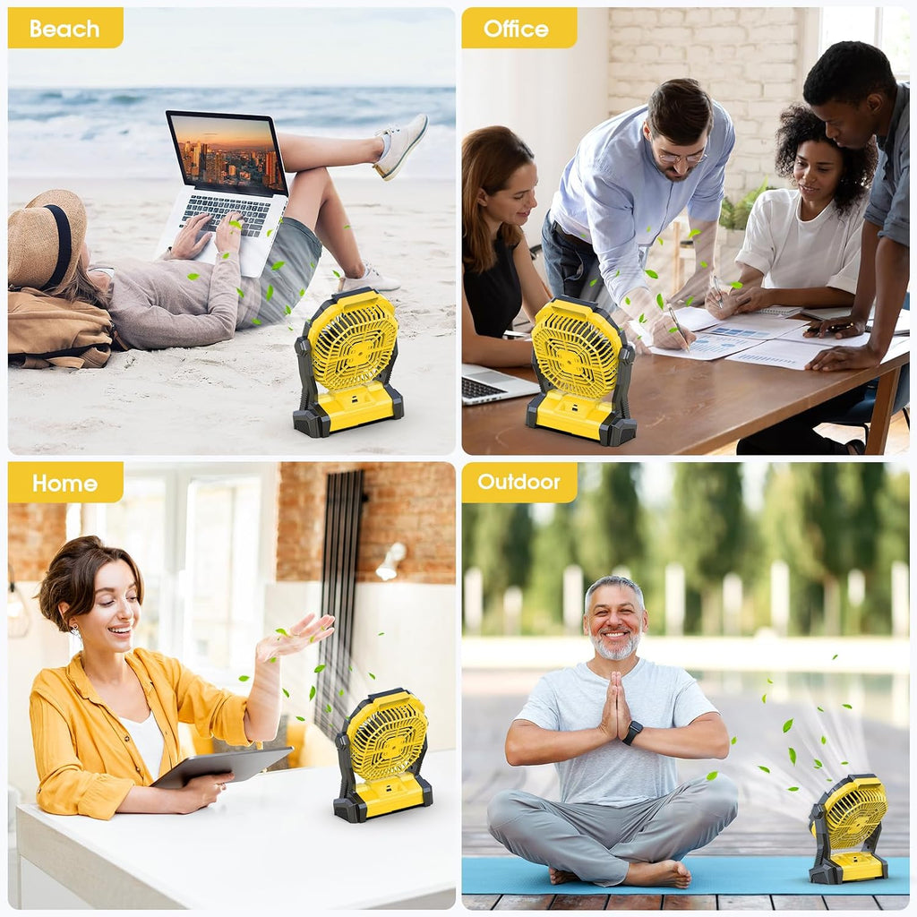Portable Fan Rechargeable, 20000mAh Cordless Battery Powered Fan with LED Lantern Battery Operated for Travel Bedroom Home Camping Tent Office Beach Desk Fishing Table