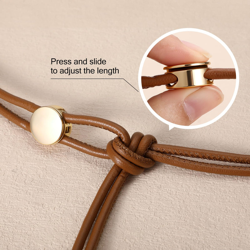 Vonmelli Thin Rope Skinny Tie Leather Women Waist Belt Dress Fashion Style