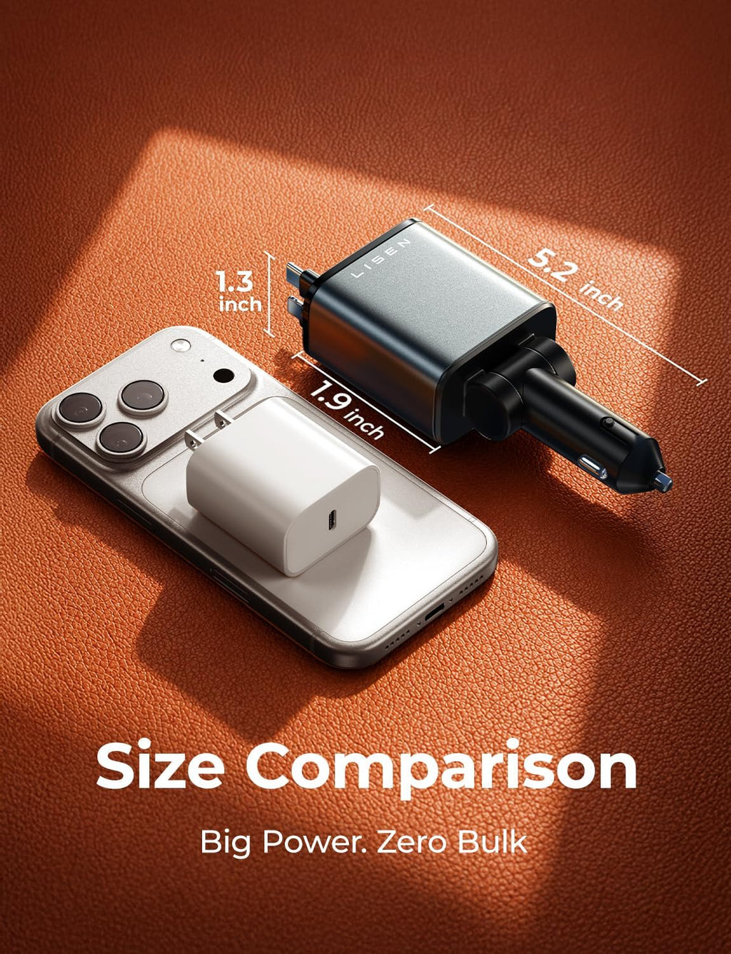 LISEN Retractable Car Charger 84W Fast Charge USB C Multi Cable Adapter