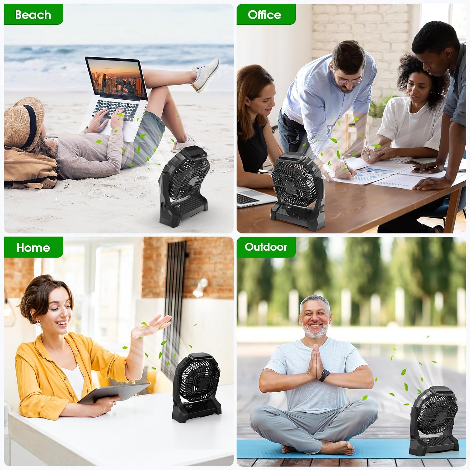 Portable Fan Rechargeable, 20000mAh Cordless Battery Powered Fan with LED Lantern Battery Operated for Travel Bedroom Home Camping Tent Office Beach Desk Fishing Table