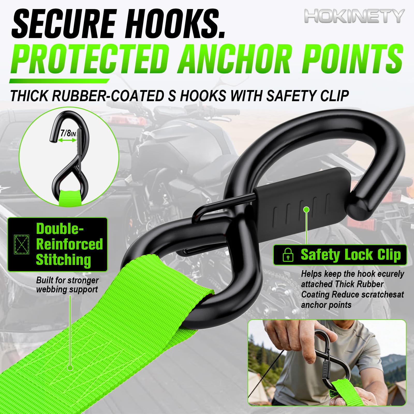 Hokinety 4 Pack Retractable Ratchet Straps 1 In X 10 Ft 1500 Lb For Truck