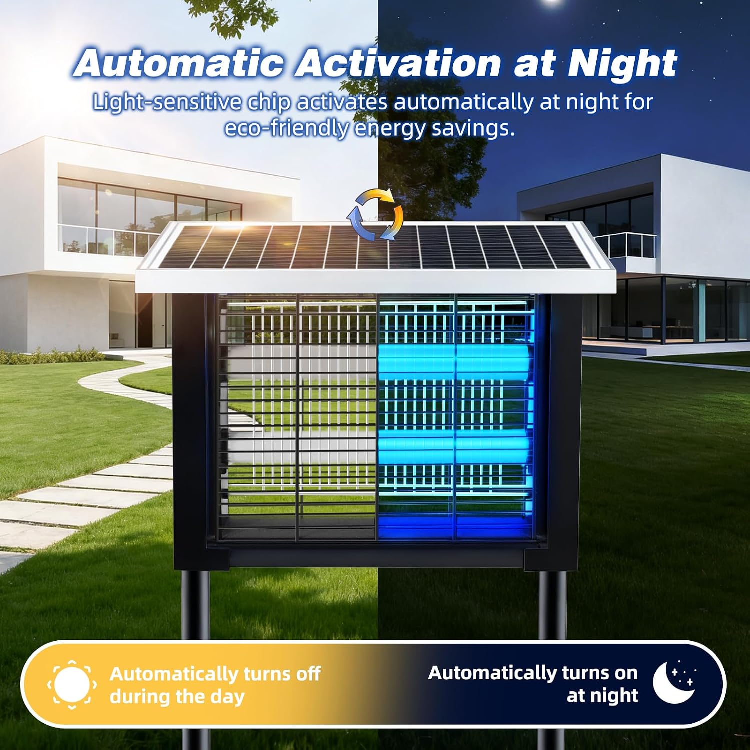 Large Solar Bug Zapper Outdoor, High‑Power Mosquito Zapper for 4000 sq.ft