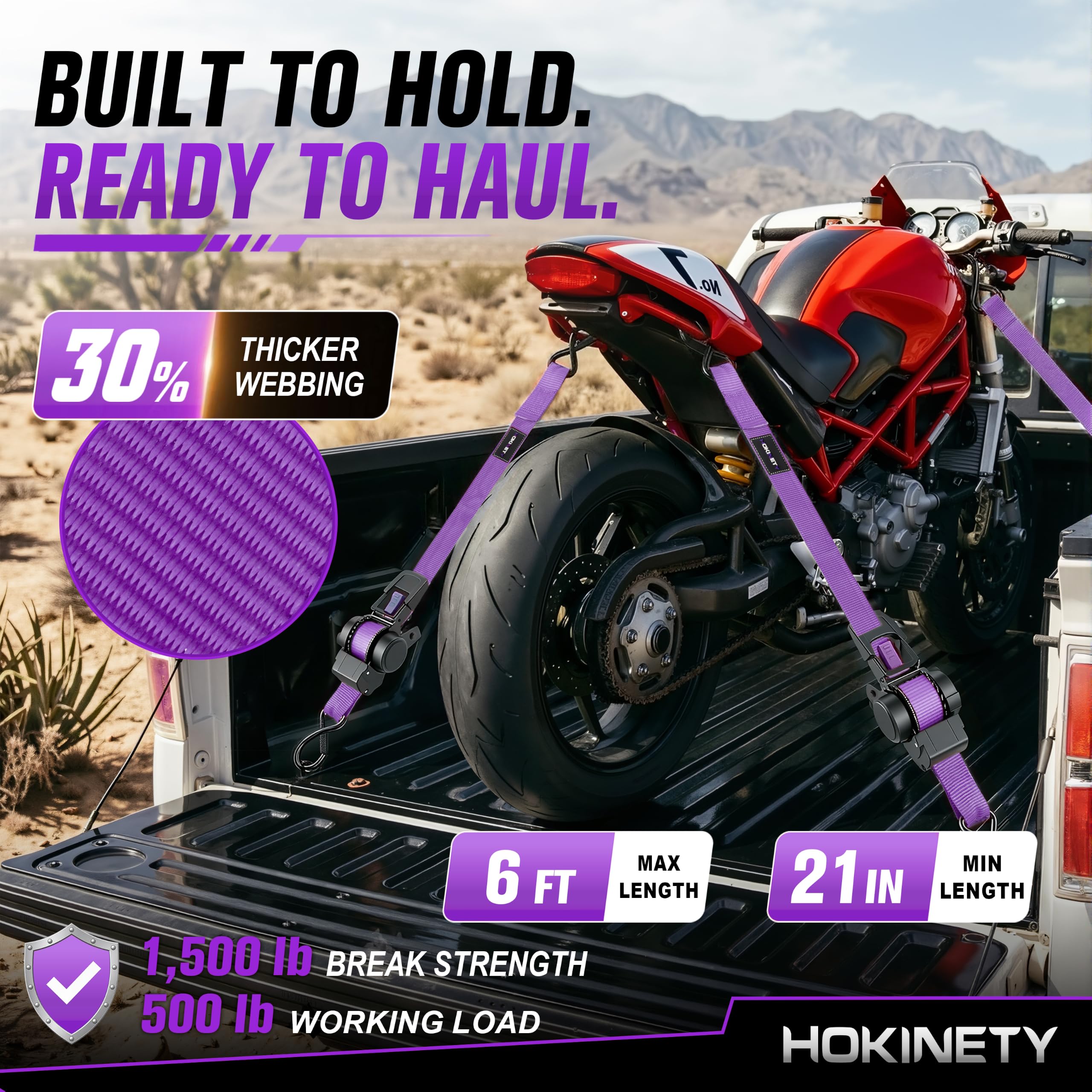 Hokinety 4 Pack Retractable Ratchet Straps 1 In X 10 Ft 1500 Lb For Truck