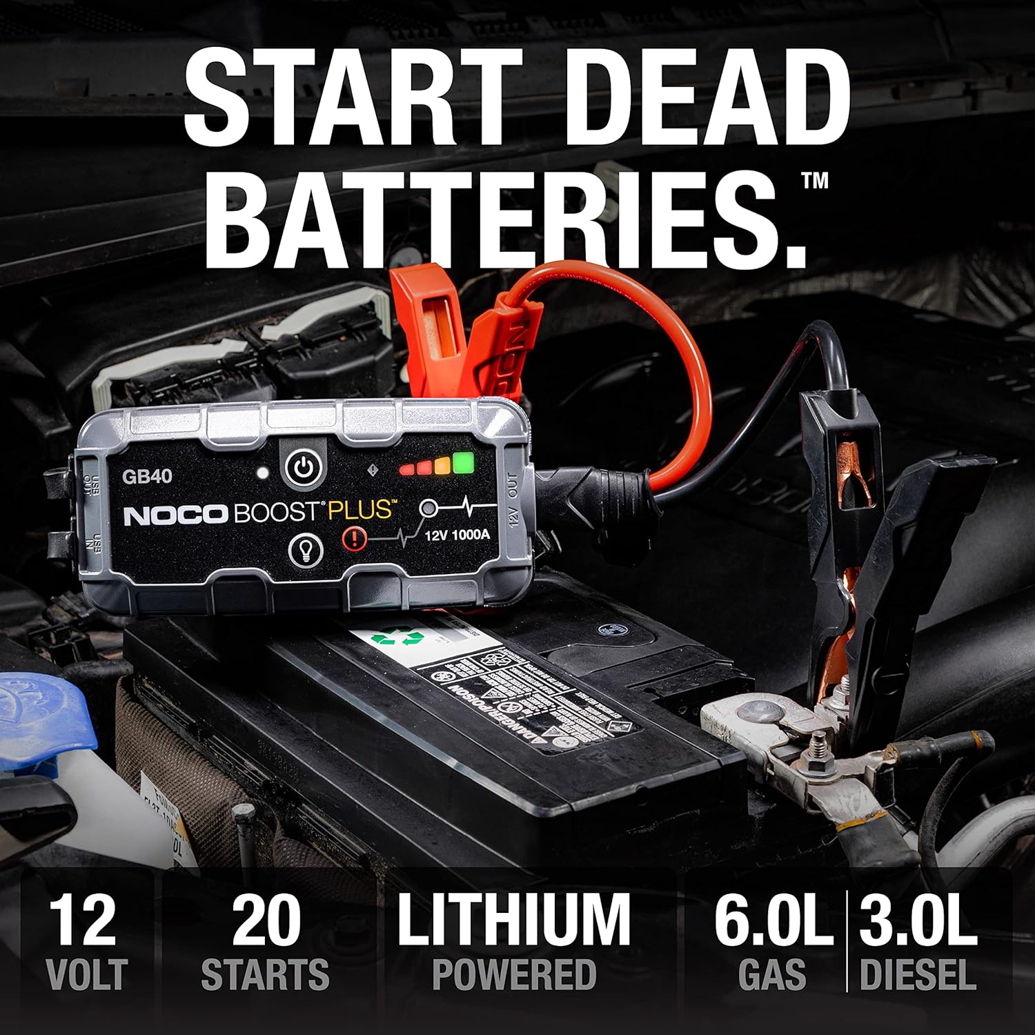 Noco Boost GB40 12V 1000A Portable Lithium Jump Starter For Cars And Vans