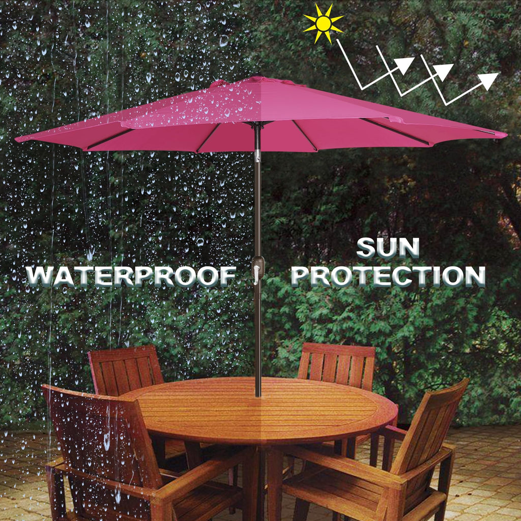Blissun 9' Outdoor Patio Umbrella, Outdoor Table Umbrella, Yard Umbrella, Market Umbrella with 8 Sturdy Ribs, Push Button Tilt and Crank