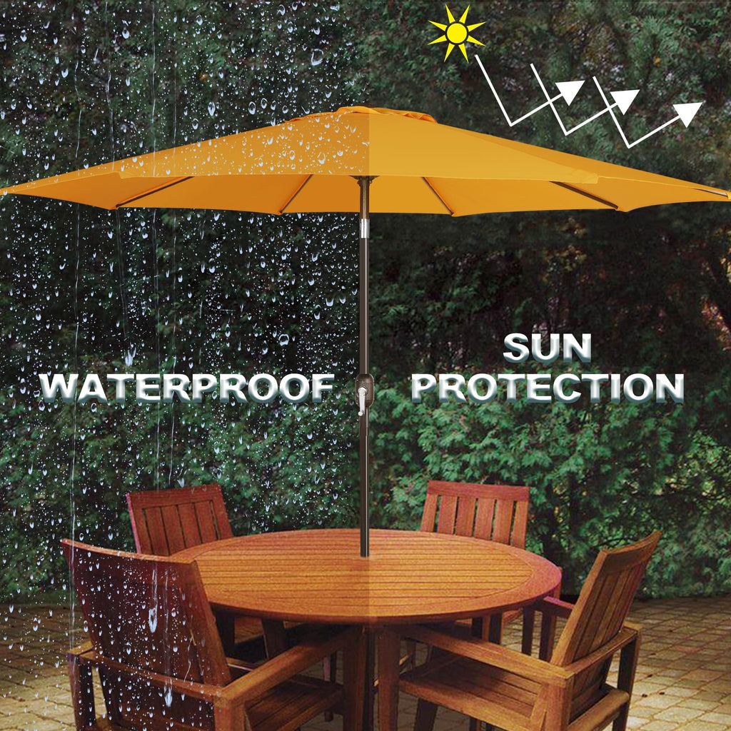 Blissun 9' Outdoor Patio Umbrella, Outdoor Table Umbrella, Yard Umbrella, Market Umbrella with 8 Sturdy Ribs, Push Button Tilt and Crank