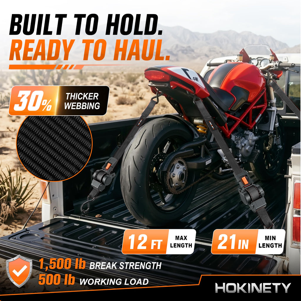 Hokinety 4 Pack Retractable Ratchet Straps 1 In X 10 Ft 1500 Lb For Truck