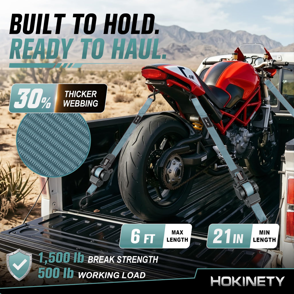 Hokinety 4 Pack Retractable Ratchet Straps 1 In X 10 Ft 1500 Lb For Truck