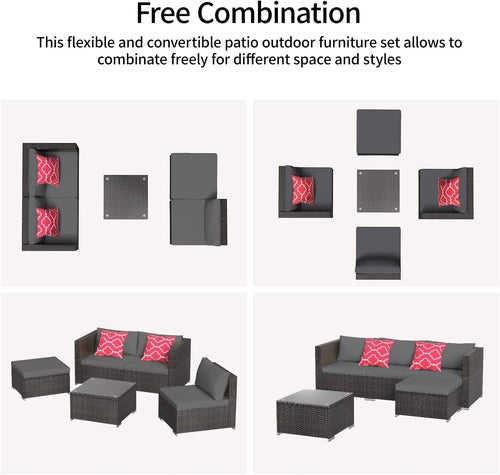 Outdoor Patio Conversation Set All Weather Gray Sectional