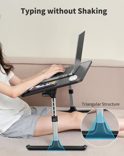 Height and Angle Adjustable Laptop Desk for Bed and Couch