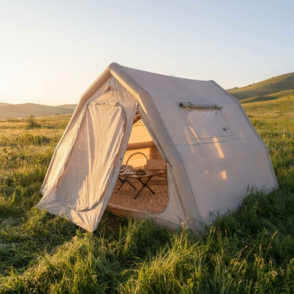 Quick Setup Inflatable Family Camping Tent With Stove Plug