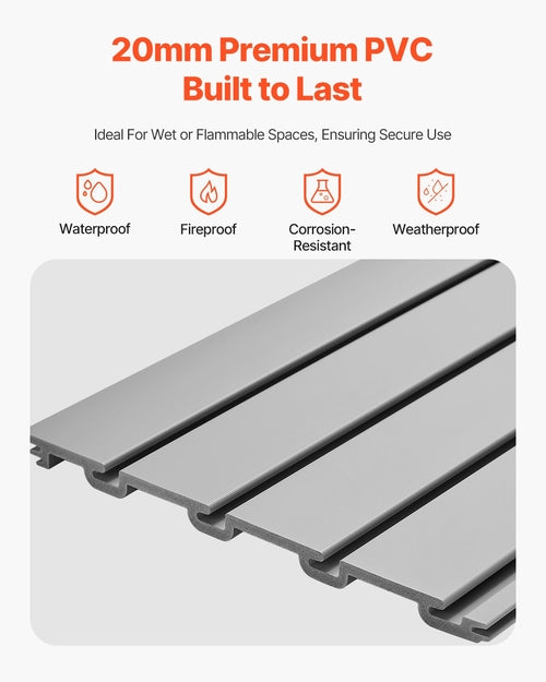 Slat Wall Paneling, 8 x 4 ft, PVC Garage Slatwall with Accessories,