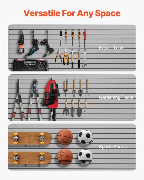 Slat Wall Paneling, 8 x 4 ft, PVC Garage Slatwall with Accessories,