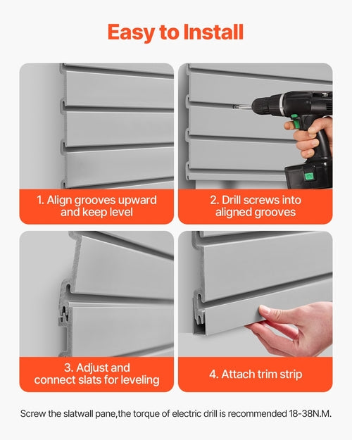 Slat Wall Paneling, 8 x 4 ft, PVC Garage Slatwall with Accessories,