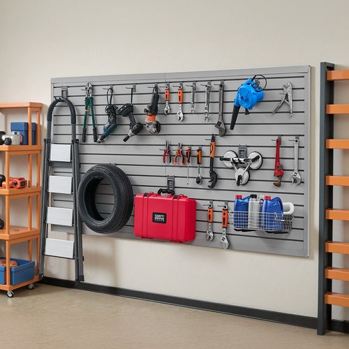 Slat Wall Paneling, 8 x 4 ft, PVC Garage Slatwall with Accessories,